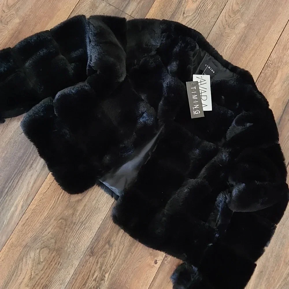 TIMING-AVARA Janet Faux  Fur Jacket- Black - Picture 10 of 13
